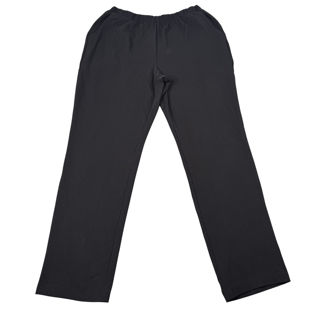 LL Bean Perfect Fit Pants Womens Medium Petite MP Black Tapered Leg 299938 l